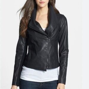 NWOT Vince  Scuba Asymmetric Fastening Leather Jacket Size XS